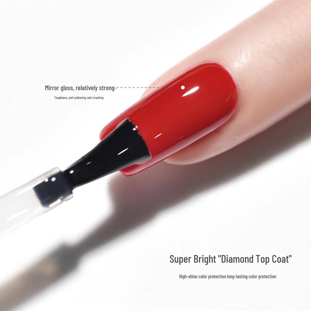 Langvarig Neglekrystall Gel Polish - Diamantforsegling, Frostet Temperering, Forsterkende, Avtakbar Base for UV/LED-lamper.