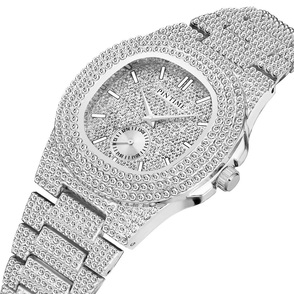 Pinshi Women's High-End Luxury Quartz Watch with Full Diamond Design, Waterproof for Women