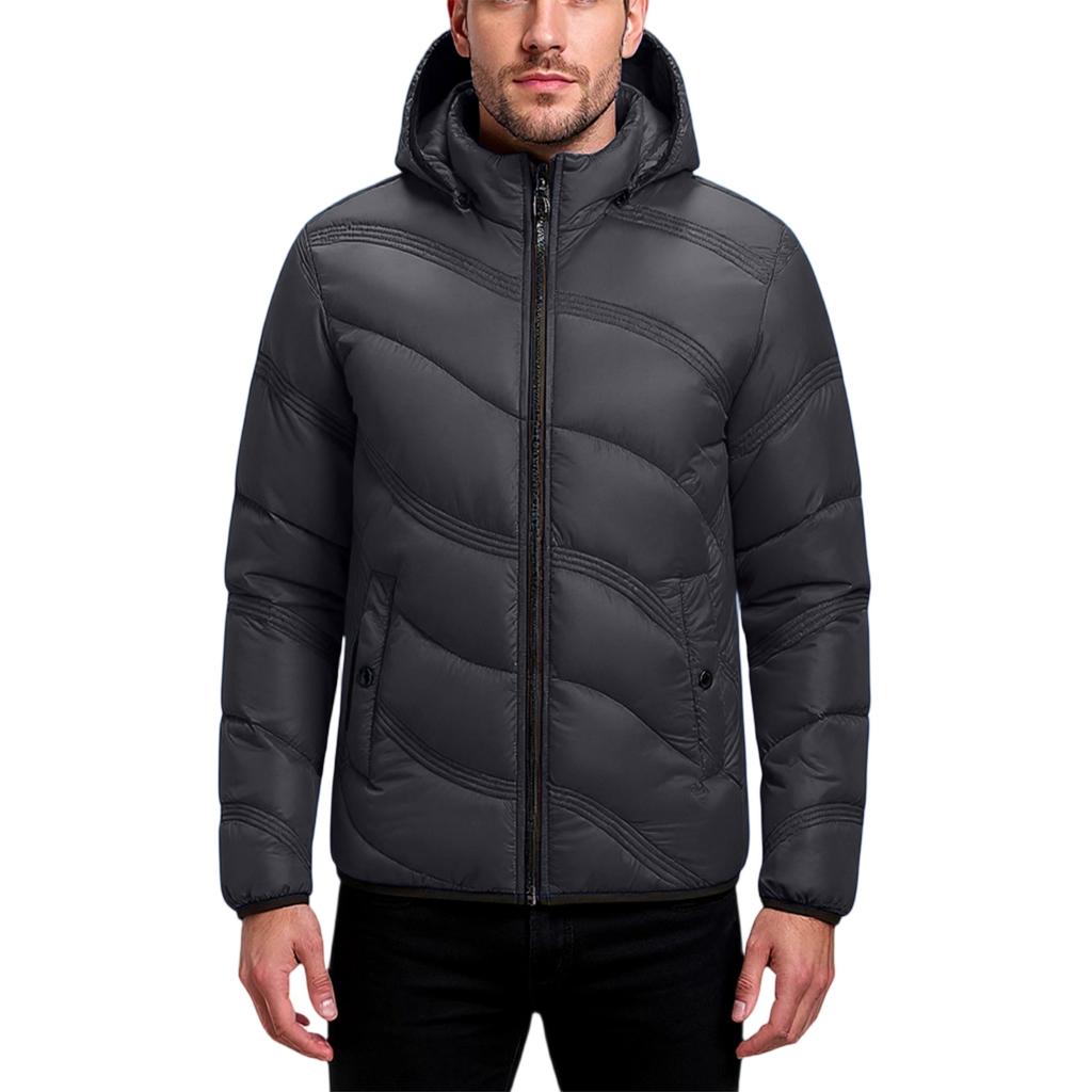 Herren Lockere Kapuzenjacke Baumwollgepolsterte Jacke Mantel