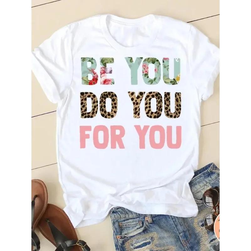 Watercolor Funny Printed T-Shirt Summer Trend White Short Sleeve Neck Casual Sports Aesthetic Clothes Harajuku Women's T Shirts