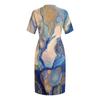 Letní nadměrné velikosti V výstřih krátký rukáv ke kolenům kapsa potisk ležérní šaty pro ženy