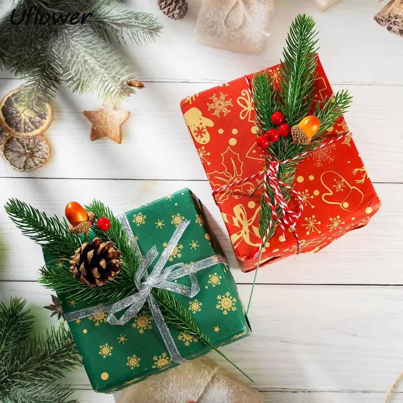 5/10pcs Artificial Pine Branches Plants Home Xmas Tree Decoration DIY Gifts Wreath Fake Plants Accessories