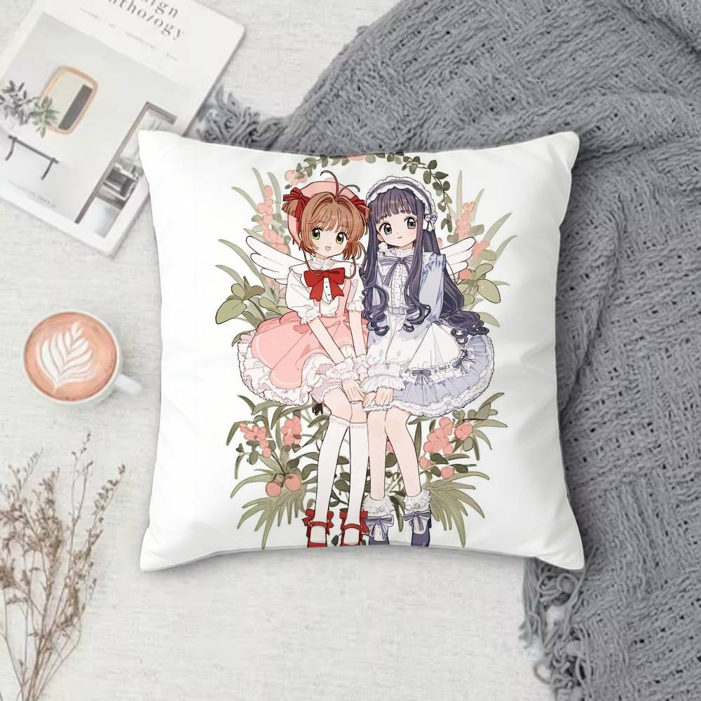 C-Cardcaptor Sakura Double-Sided Printed Square Pillow Cover Decorative Cushion Cover For Sofa Bedroom Bedside