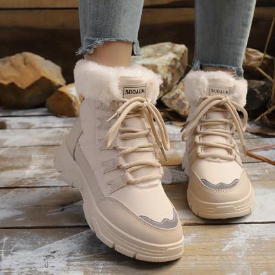 Botas de neve acolchoadas quentes de inverno elásticas macias femininas antiderrapantes resistentes ao desgaste tênis casuais para exterior botas de algodão de cano alto