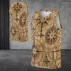 Men s Plus Size V Neck Sleeveless Blue Floral Printed Straight Hem Tank Top