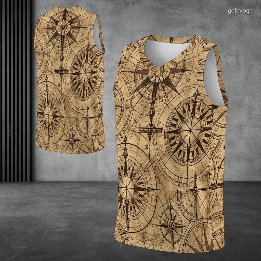 Men s Plus Size V Neck Sleeveless Blue Floral Printed Straight Hem Tank Top