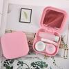 Contact Lens Box Plastic Leakage Proof Dustproof Portable Square Contact Lens Case Pink