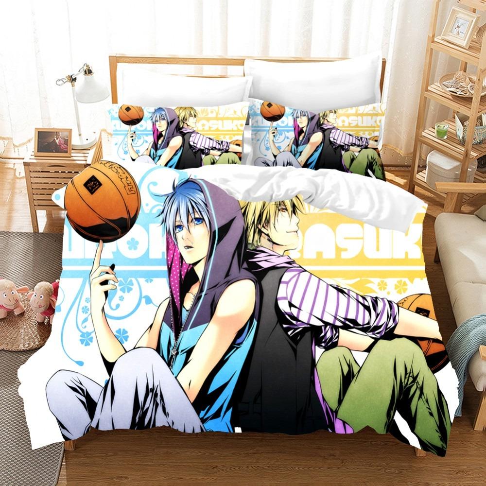 Anime KurokoS Basketball Kuroko Tetsuya Bedding Collection With Bed Linen Cartoon Duvet Cover Collection Pillowcase Twin Size For Boys Bedclothes