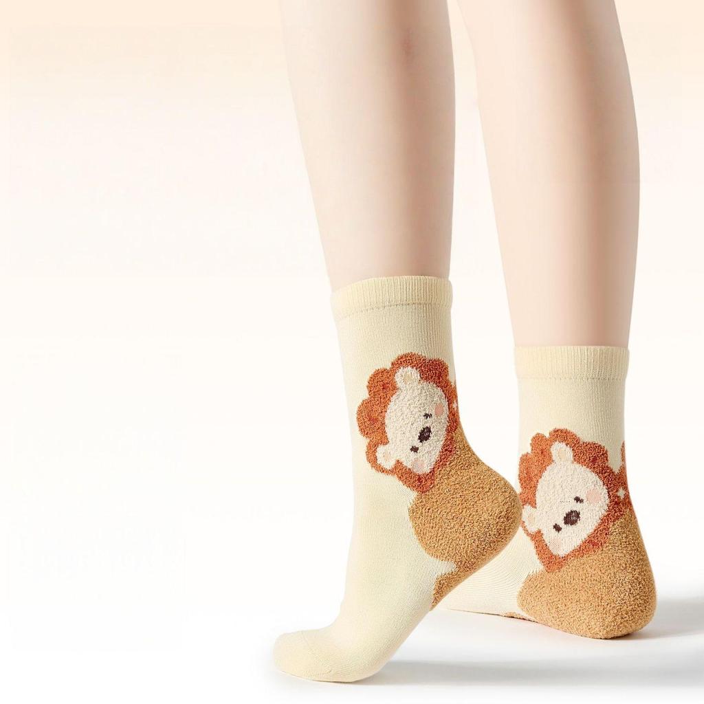 Children's Cartoon Animal Cotton Socks - Sweat-Absorbent Mid-Calf for Boys & Girls, Spring to Winter