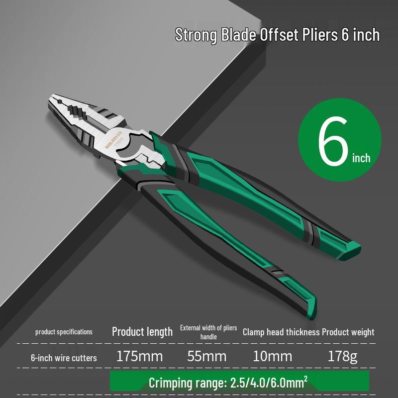 Multifunctional Industrial-Grade Pliers: Combination, Needle Nose, Diagonal Cutting, Eccentric, Strong Blade.