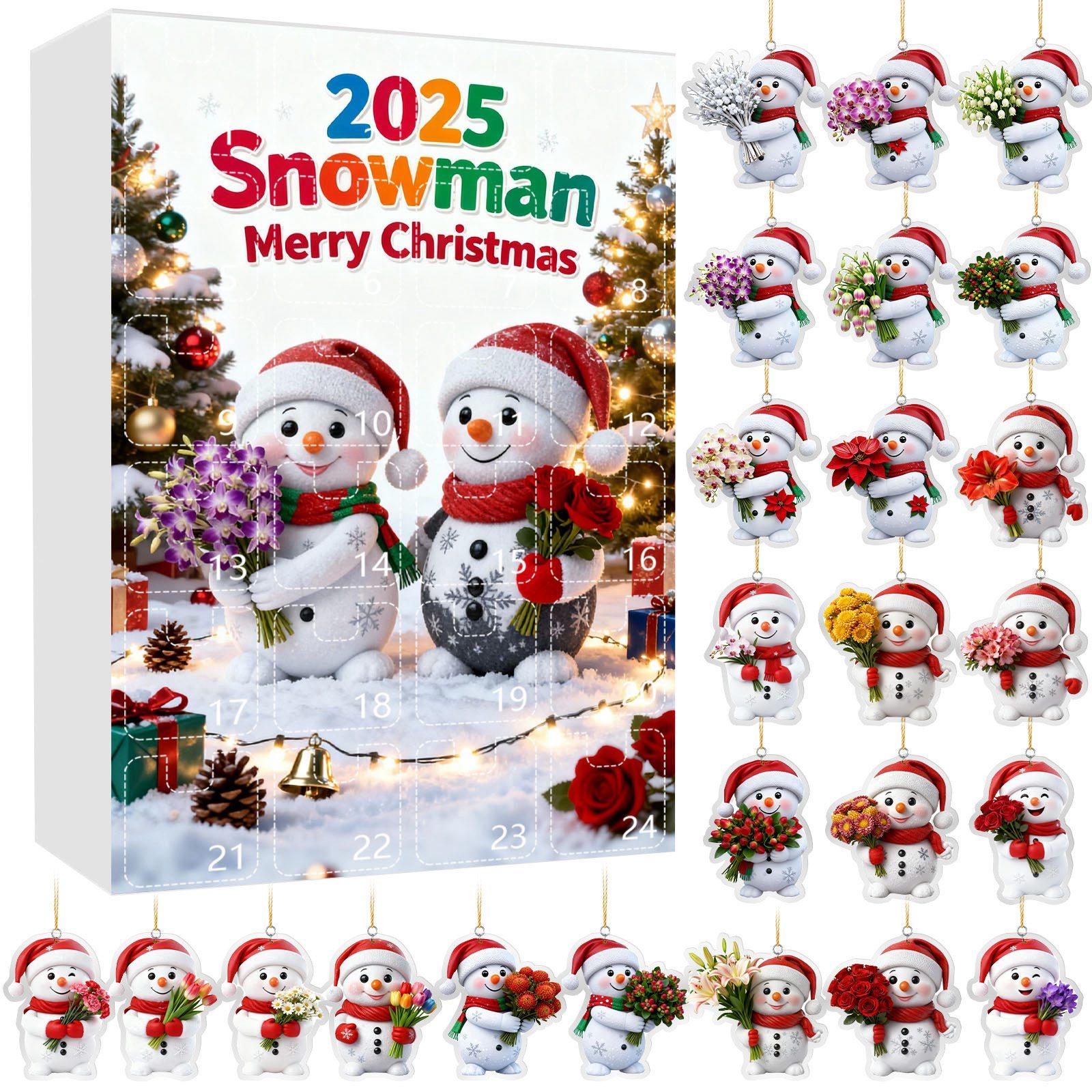 

Christmas Advent Calendar, 24 Day Advent Calendar, Includes Snowmen And Santa Hats, Multi-functional Christmas Ornaments, 2D Hanging Gift. One Size