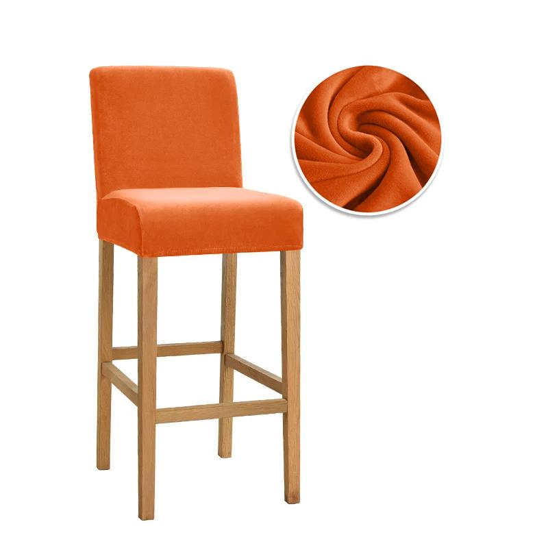 Velvet Fabric Bar Chair Covers Stretch Soft Dining Chair Covers Washable Short Back Covers Chairs For Kitchen Home Hotel Banquet