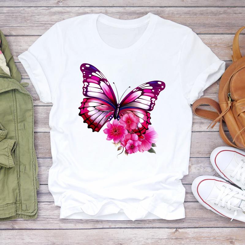 (Asian Size)  sweet flower cute 90s Print Lady T Shirt Fashion Women Clothing Casual Top Short Sleeve Tee Female Graphic T-shirts