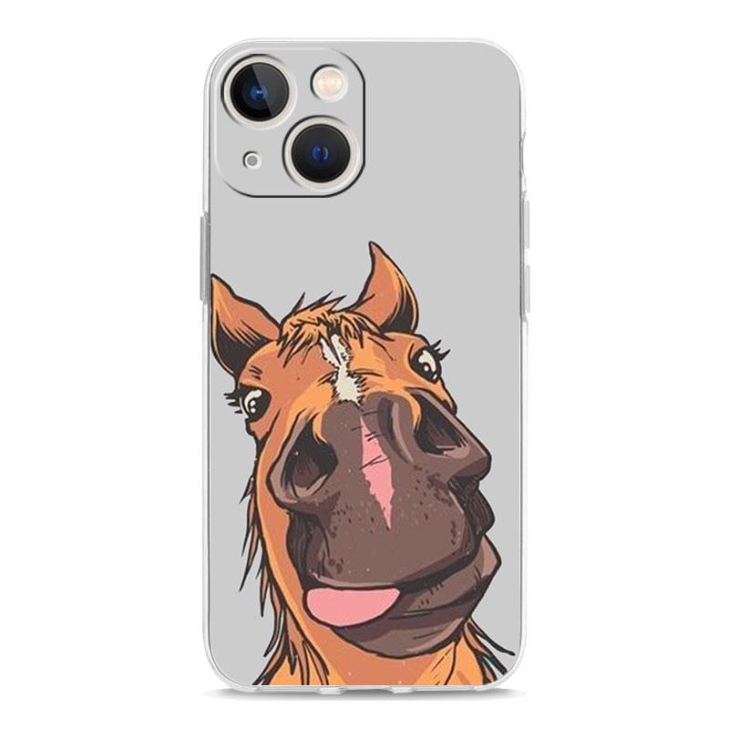Animal Galloping Horse Girl Drawing Luxury Phone Case For iPhone 15 16 14 13 12 11 Pro Max XS X XR SE 7 8 Plus Clear Cover