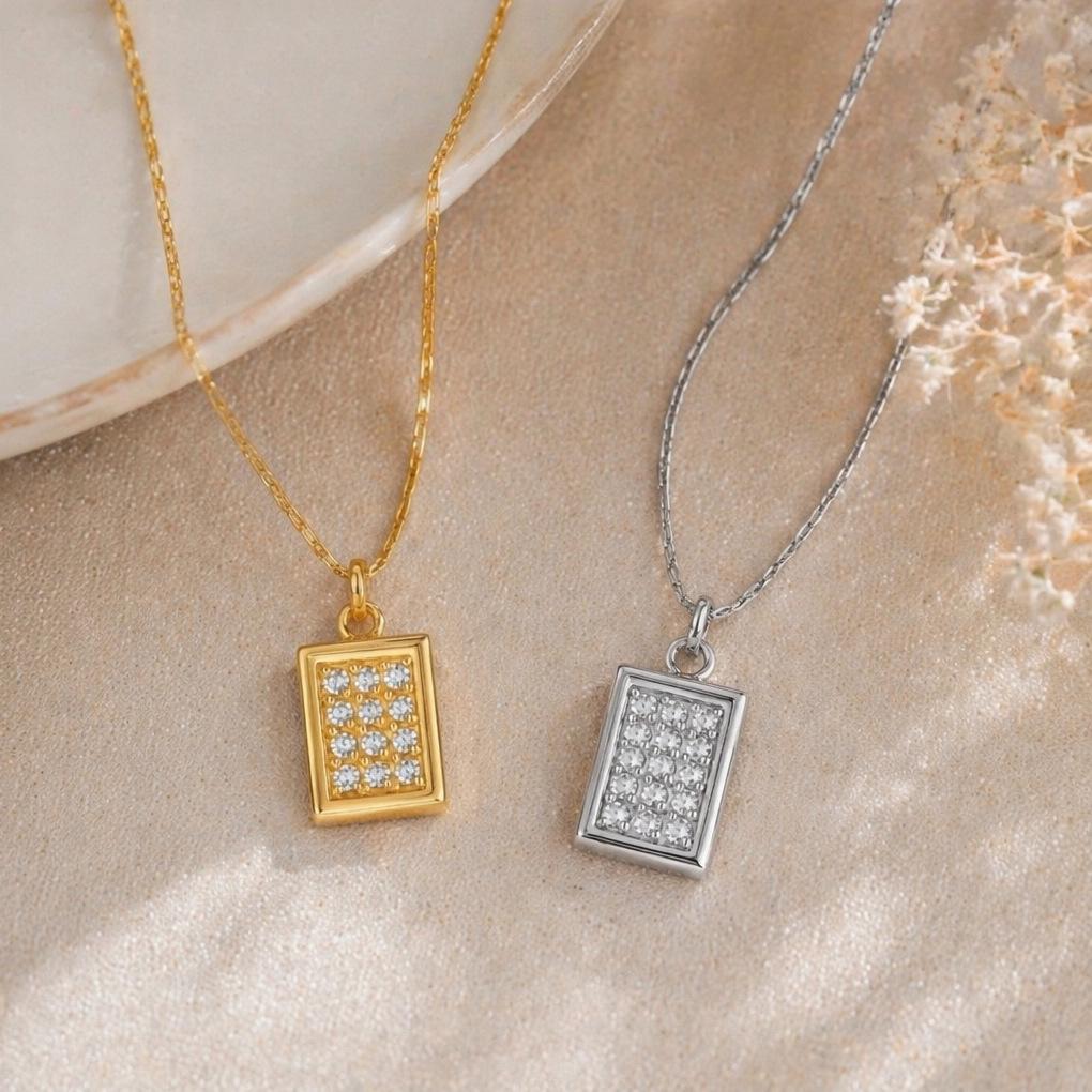 Zirconium Titanium Geometric Pendant Necklace - Japanese & Korean Style, Fashionable Light Luxury for Women