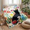 Black Cat in Basket blanket Personalized Name Flannel Blanket Soft Cozy Plush Throw for Sofa Bed Lightweight Home Decor