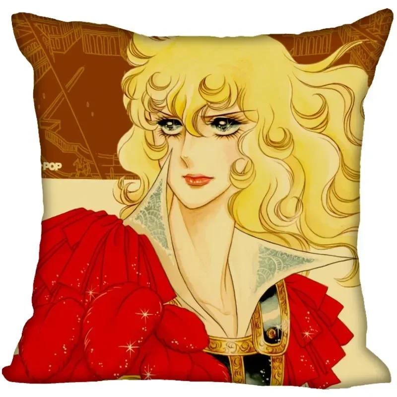 Anime The Rose Of Versailles Pillow Case For Home Decorative Satin Pillows Cover Invisible Zippered Throw Cushions Cover 1007