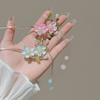 Classic Chinese Double Flower Hair Stick Pins for Women Flower Beaded Tassel Handmade Hairpins Jewelry Accessories Hair Ornament