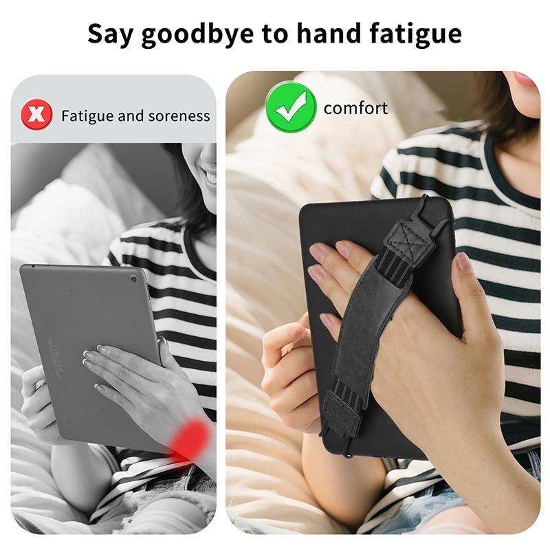 Leder Handschlaufe für 6-11" Tablet Ständer Haltegriff Sicherheit für iPad Xiaomi Samsung für Kindle Kobo Voyaga E-Reader Halter