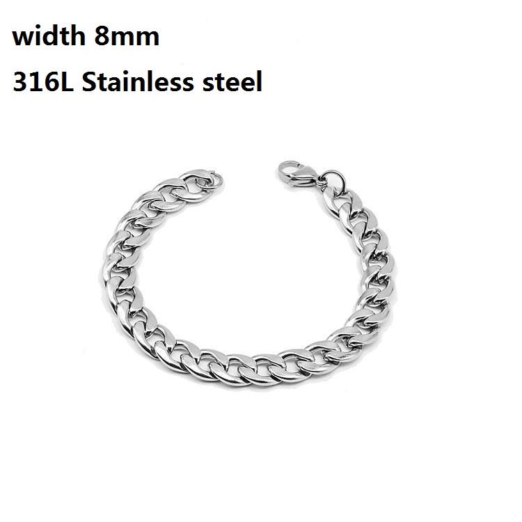 316L Stainless Steel Cuban Chain Bracelet for Men Women Figaro Vintage Metal Viking Kpop Pulseras Emo Cute Luxury Jewelry Gift