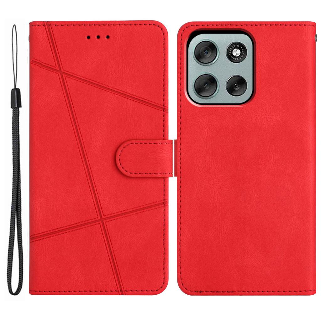 Für Motorola Moto G56 5G Brieftasche Hülle Liniengeprägtes Hautgefühl Leder Klapphandyhülle