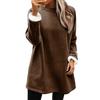 Women's Solid Fleece Lined Sweatshirt Dress Crew Neck Long Sleeve Loose Warm Casual Home Wear Winter Mini Dress