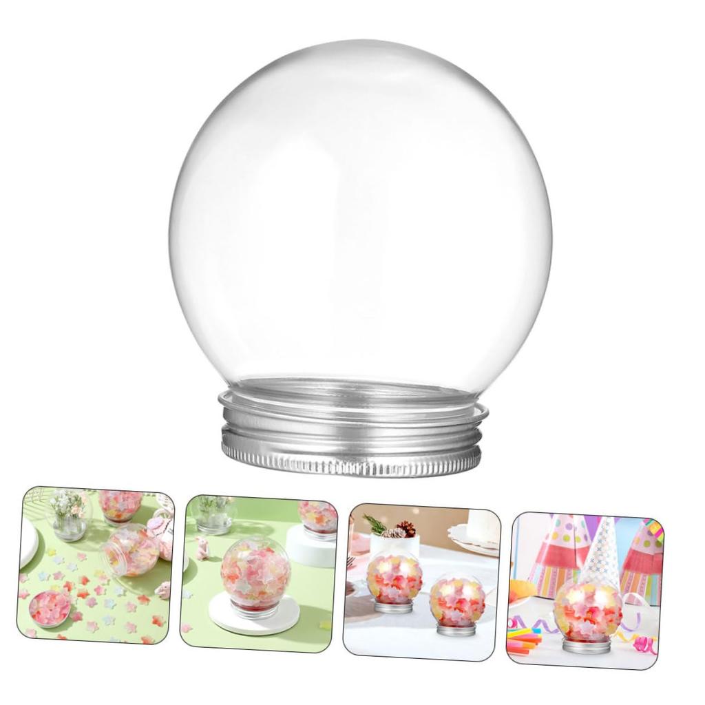 Lurrose 9-Piece Clear Plastic Snow Globe DIY Kit, 270ml Spherical Globes for Holiday Decorations and Kids' Crafts