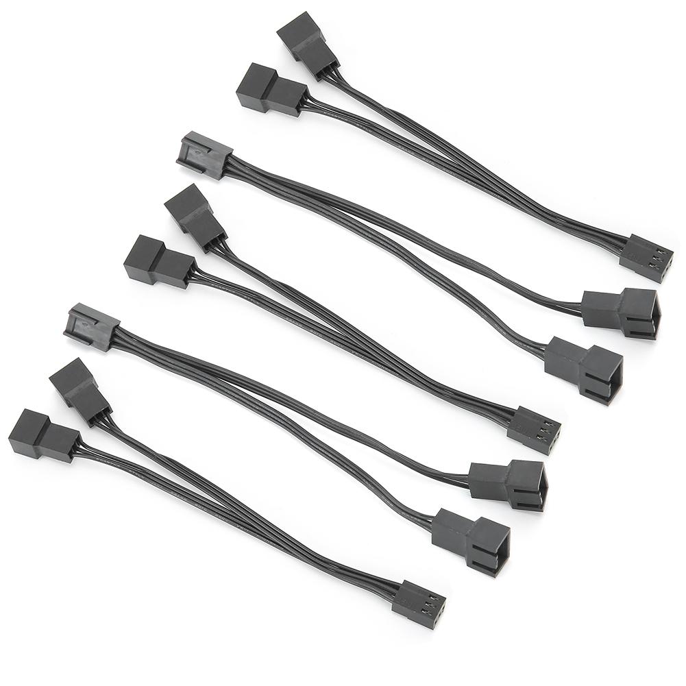 5pcs Fan Splitter Cable 1 To 2 Converter 3pin Fan Splitter Extension Power Cable