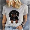 Cotton  Cute Dachshund Break Through Paper Graphic T Shirt Women Casual Pet Dog Print Short Sleeve Tee Gift For Dachshund