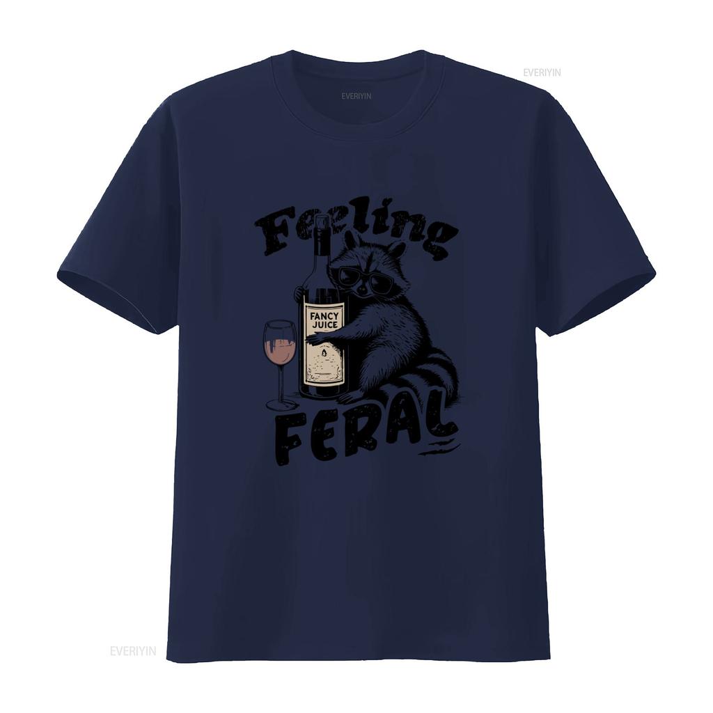 Feeling Feral Funny Raccoon T Shirt Sarcastic Trash Panda with Vintage Adult Humor Oversized Retro Grunge Design In Sunglasses