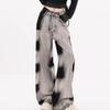 French Retro Gradient Tie-Dye High-Waisted Loose Wide-Leg Jeans for Women