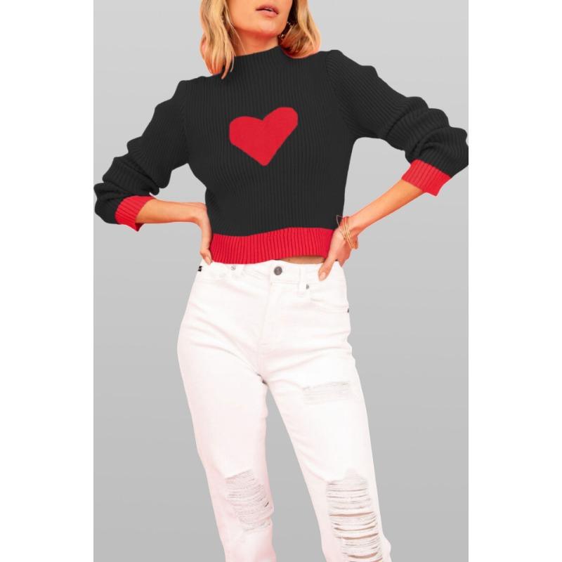 Maglione da donna autunnale e invernale a collo alto, slim in maglia a blocchi di colore