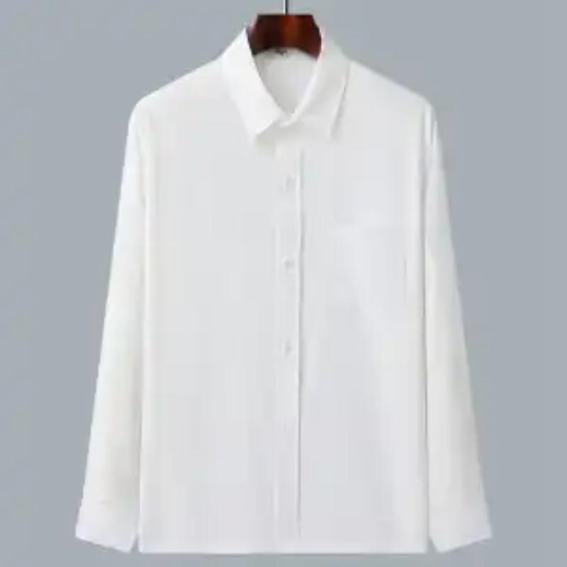 

Мужская одежда Отложной воротник Весна Лето Однотонная Простота Симпатичный мужчина Пуговицы Карманы Офис Деловой Повседневный Мода Рубашки 44 белый