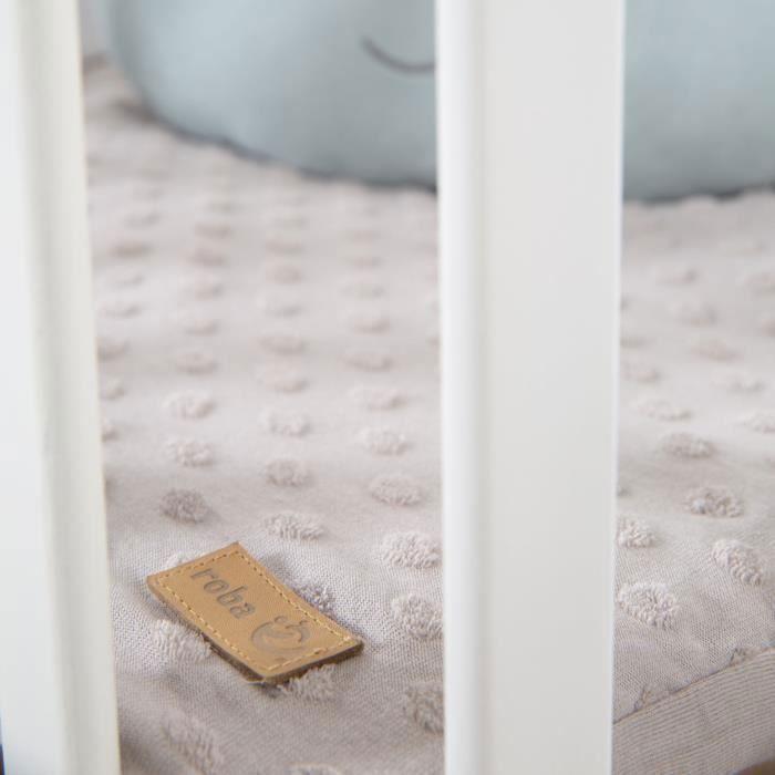 Roba parc bébé 75x100 cm en hêtre bio + tapis de protection gris lil planet - hauteur réglable - bois naturel