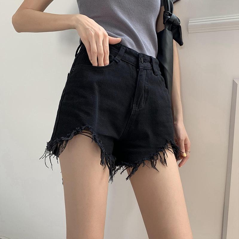 Kalhoty Klasická a minimalistická móda Všestranné Děrované Dámské Volné Letní Skinny Široké nohavice Roztřepený okraj A-linie Sub Deniminové šortky Individualita