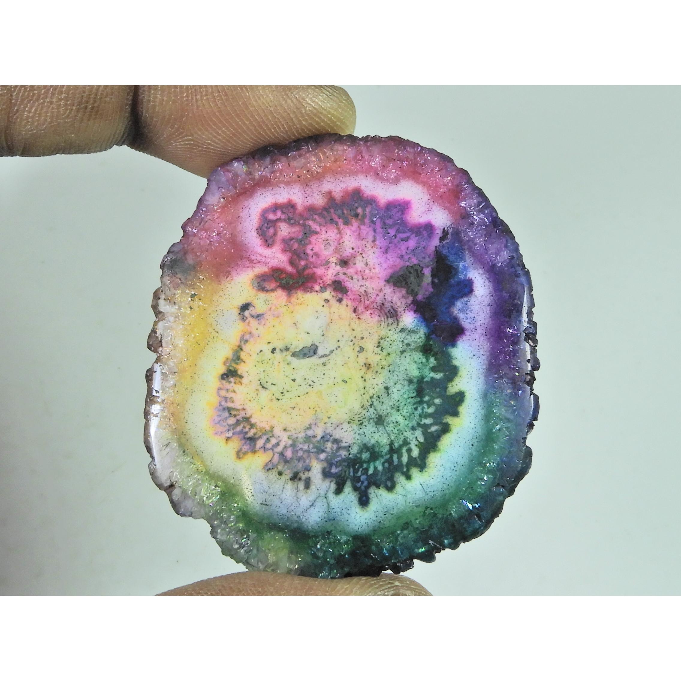 

41X48X05MM Enhanced Solar Druzy Agate Fancy Cabochon Loose Gemstone 78Cts. B-358