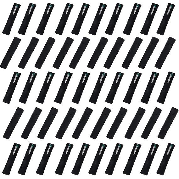 OBANGONG 50 Pcs Velvet Pen Pouch Sleeve Holder Single Pen Bag Holder Pencil Bag Case for School,Office-Black