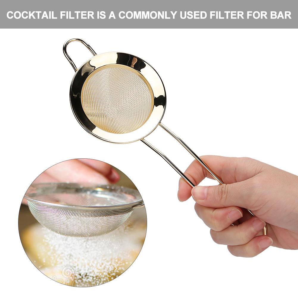 Stainless Steel Cone Shape Cake Powder Filter Cocktail Mesh Strainer Bar AccessoriesGold