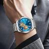 Gold Automatic Mechanical Watch for Men Luxury Skeleton Stainless Steel Waterproof Luminous Business Dress Wristwatch