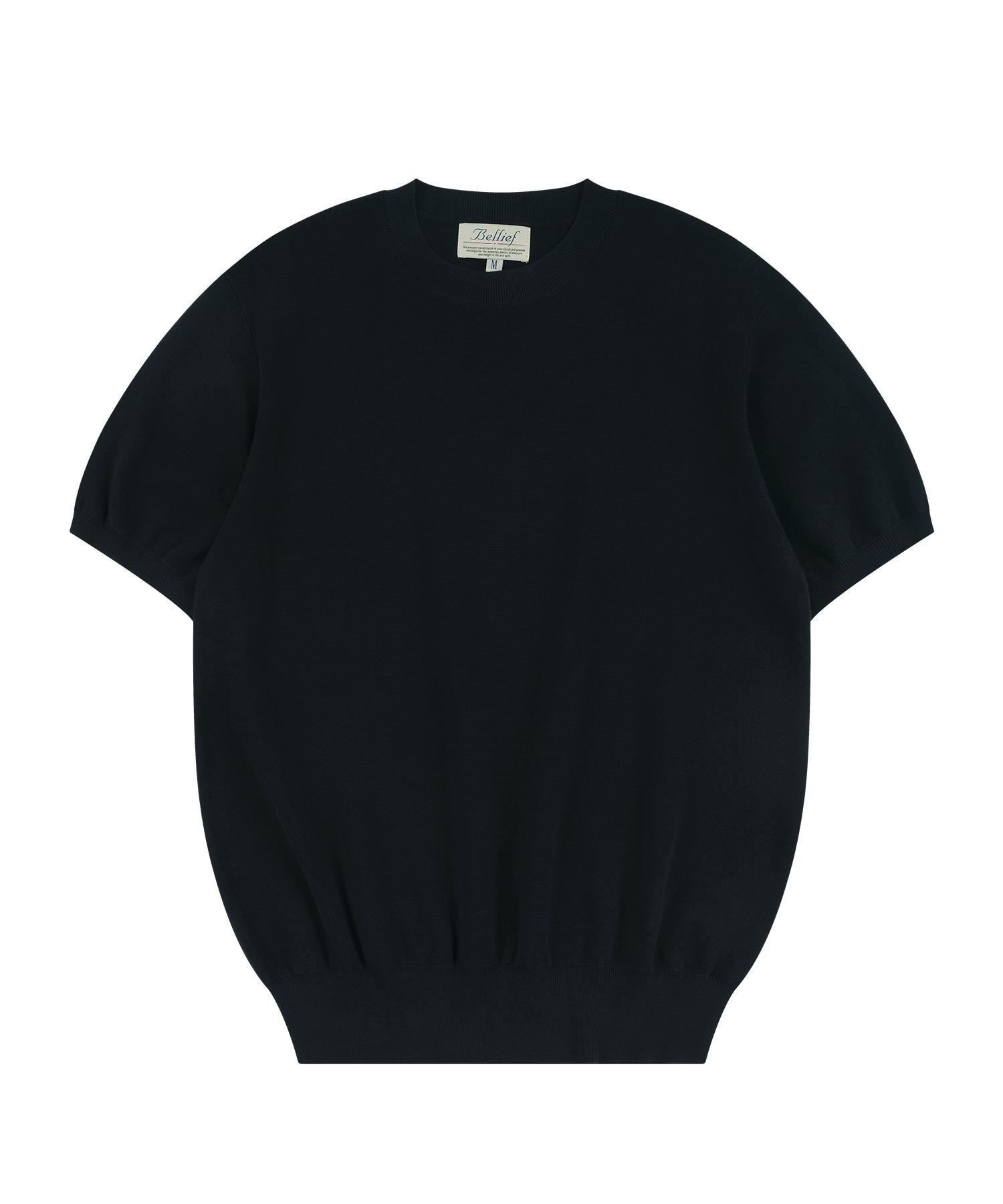 Belief Essential Comfort Short Sleeve Round Knit (Navy) Navy/M