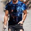Tiger Graphic Men's Trend T-Shirts Summer Short Sleeve Street 3D Animal Print Fashion T Shirt 6XL Large Size O-Neck Casual Tops