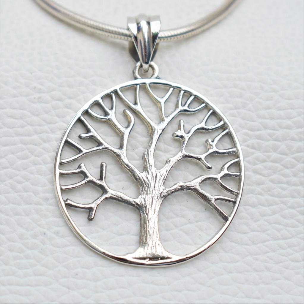 Sterling Silver Tree of Life Pendant, Handmade Plain Silver Jewelry