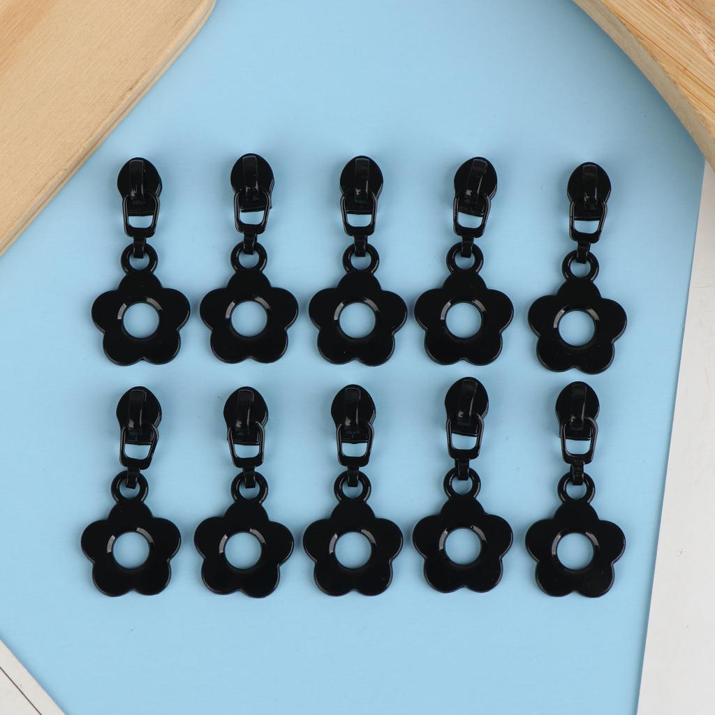 10Pcs Cute Little Flower Zipper Head For #3 Nylon Zippers Suitable For Home Sewing Diy Handmade Zipper Replacement