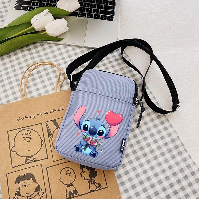 Pattern Stitch Anime Single Shoulder Crossbody Square Bag With Secure Zipper