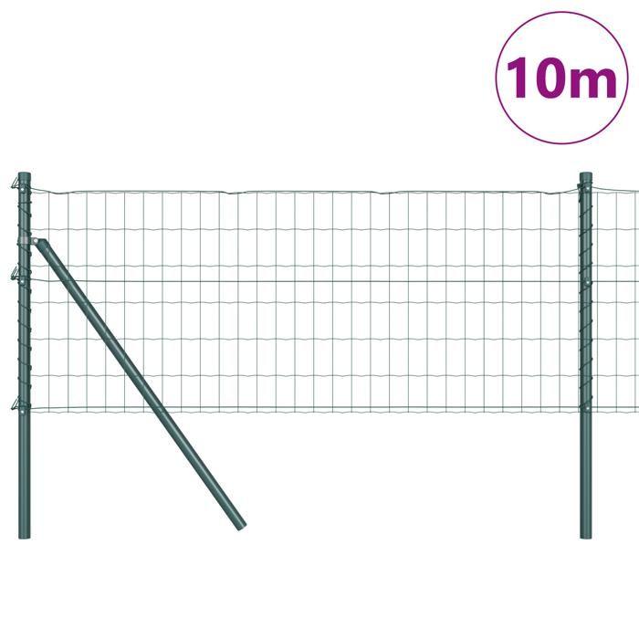 VidaXL Clôture Euro avec 7 poteaux 0.6x10 m en acier galvanisé vert 3350288