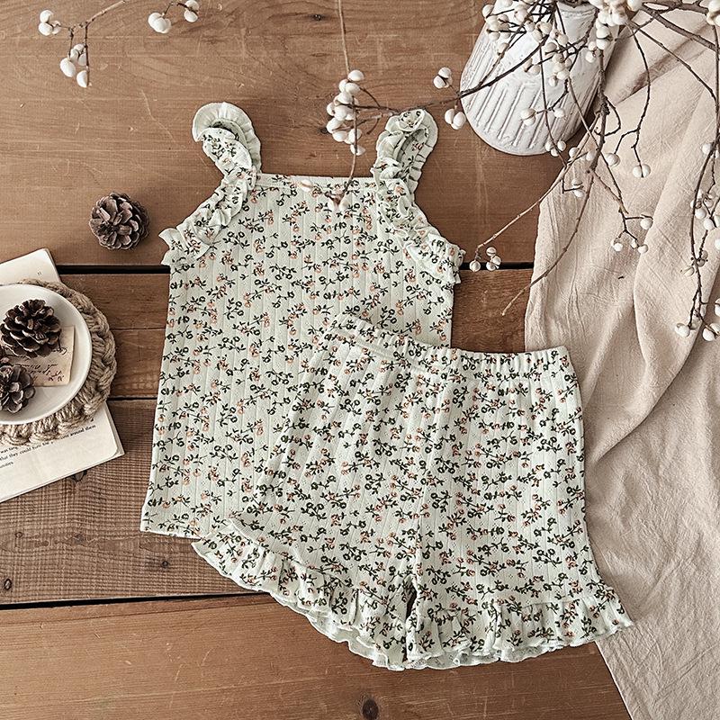 2025 Summer Girls' Camisole Pajama Set - Cute Infant Home Clothes