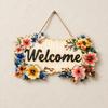 Floral Wooden Welcome Sign Ornaments Sign for Sign Front Door Flower Hanging Summer