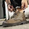 Men's Shoes Fall Versatile Men's High-Top Leather Shoes Authentic Leather British Style Ankle Boots Middle Top Working Wear Boots Men's