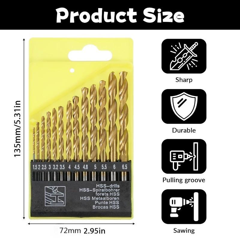 13PCS Drill Bit Set High-Speed Steel Drill Kit Impact Quick Change Drill Kit for Glass Metal Tile Concrete Masonry Electric Tool