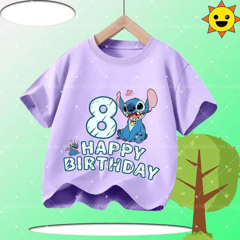 2026 Fashion Kids T-Shirt, Stitch Cartoon Print Short Sleeve Tops, Casual Round Neck Tees for Boys & Girls